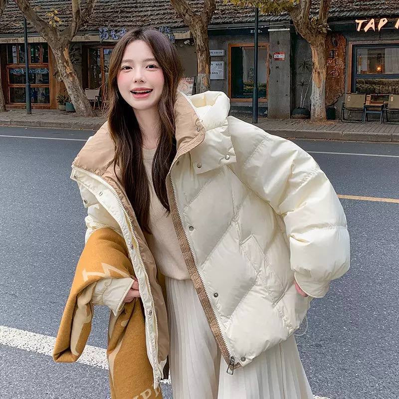 Oversized Hooded Quilted Puffer Jacket With Pockets – Cream