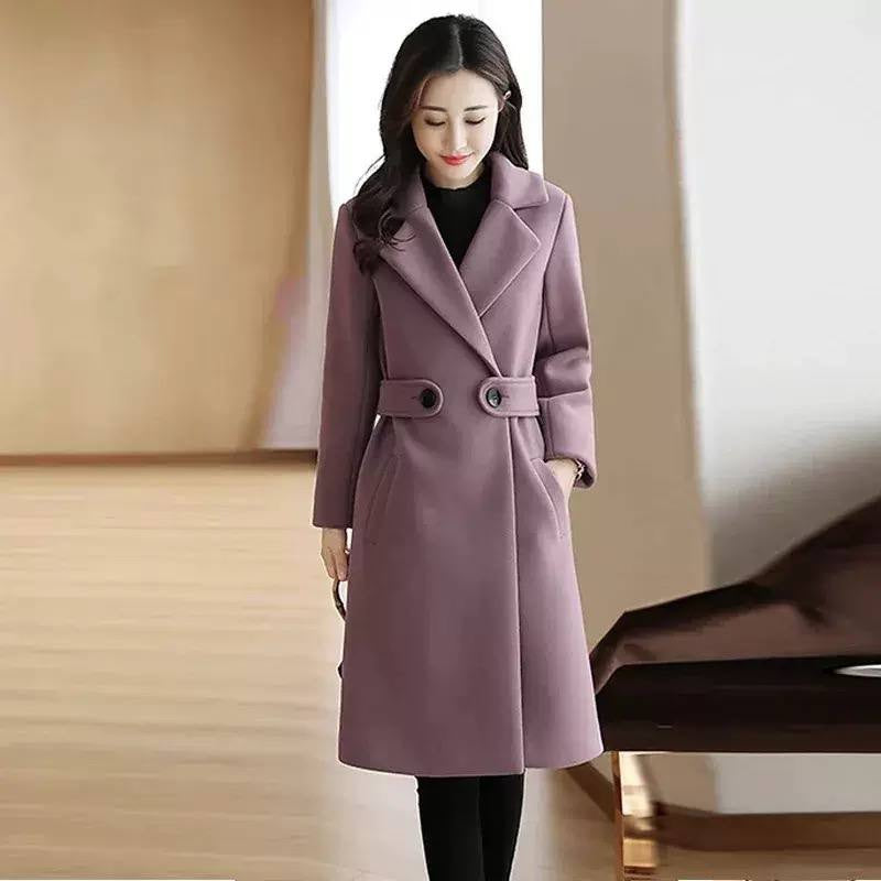 Notched Lapel Coat With Button Waist Tabs – Mauve