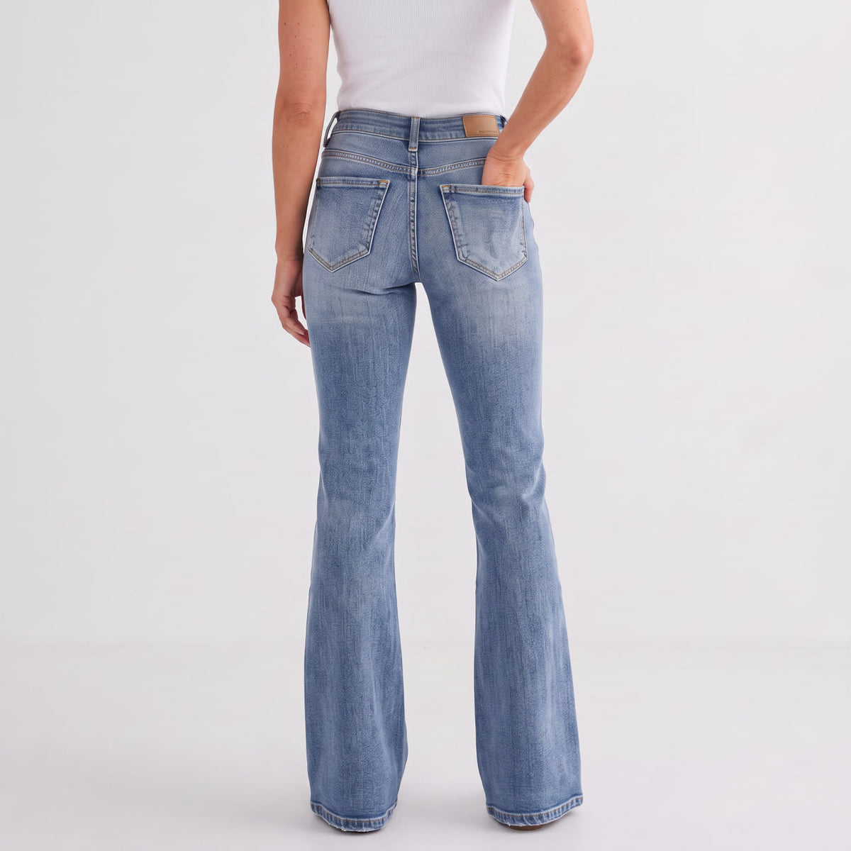 Women's High Waisted Wide Leg Blue Jeans