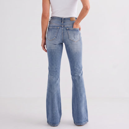 Women's High Waisted Wide Leg Blue Jeans