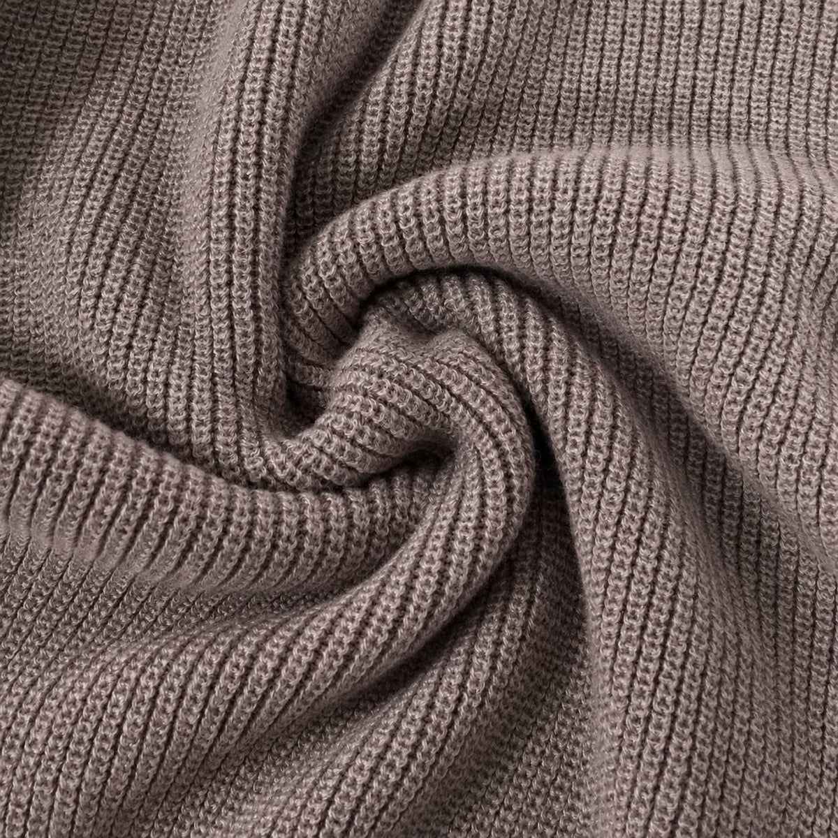 Relaxed Ribbed Half-Zip Sweater With Long Sleeves – Taupe