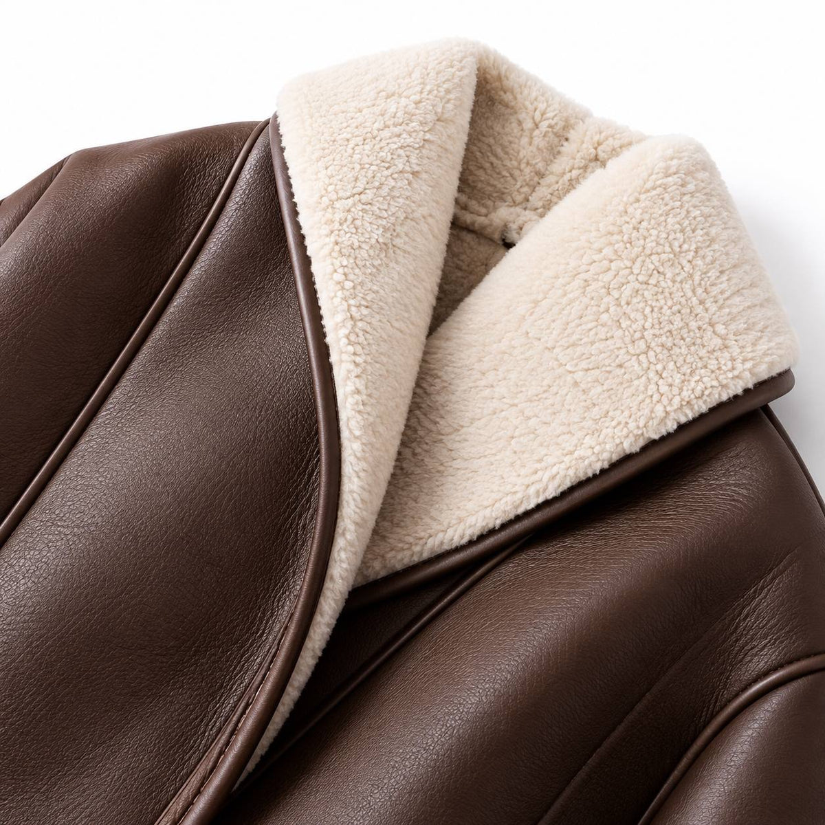 Belted Short Coat With Plush Collar and Pockets – Brown