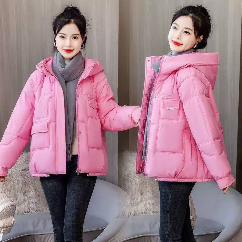 Hooded Quilted Puffer Jacket With Flap Pockets – Pink