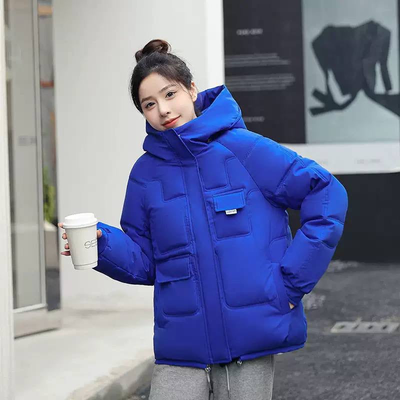 Hooded Quilted Puffer Jacket With Flap Pockets – Royal Blue
