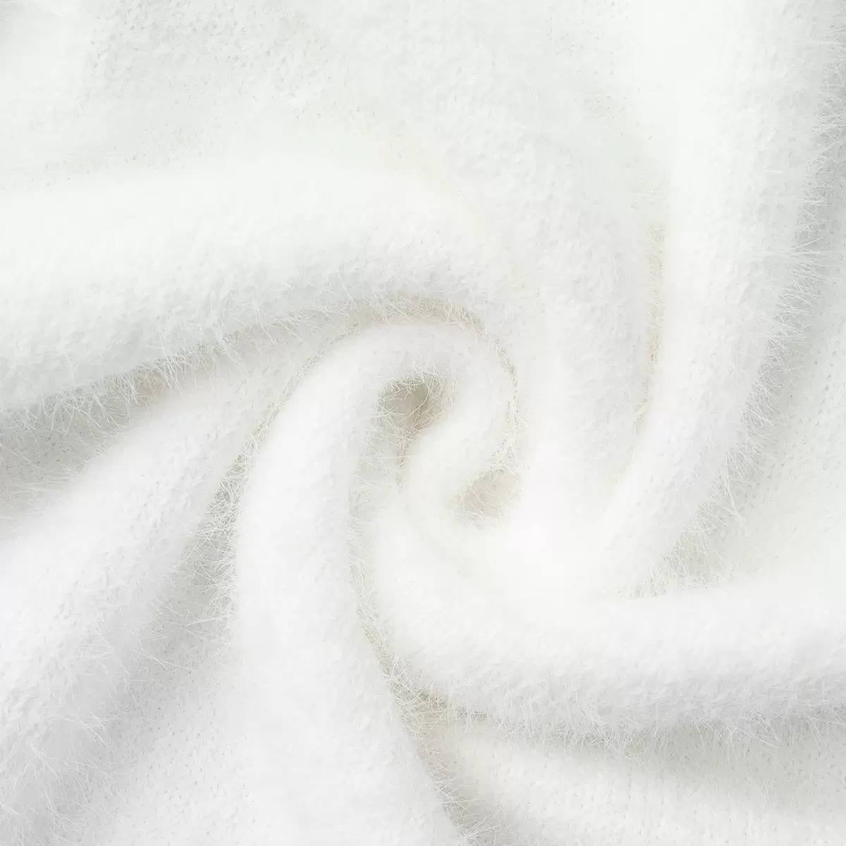 Fuzzy Button-Front Cardigan and Maxi Skirt Set – White